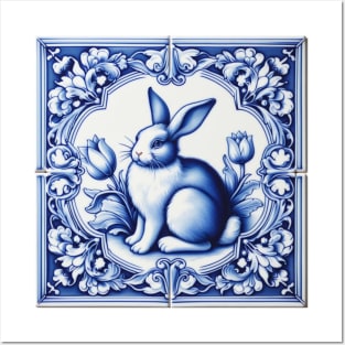 Vintage Dutch Tile: Rabbit No.1 Posters and Art